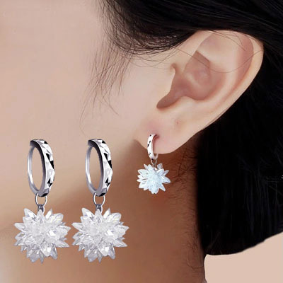 Pendientes de plata esterlina 925 pendientes de flores de hielo al por mayor estilo coreano joyería de plata esterlina pendientes de moda
