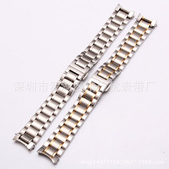 Steel Strap Watch Strap Men's Accessories Solid Stainless Steel Arc Steel Bracelet Butterfly Buckle 19 20 21mm