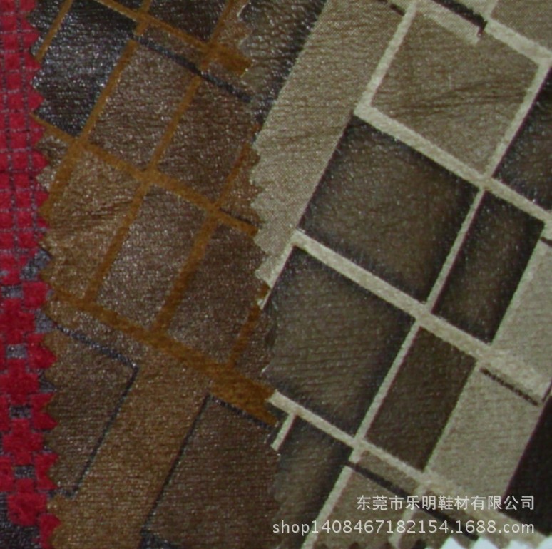 GB5090支持网购混批格子压膜仿皮绒麂皮绒鞋材家俱面料
