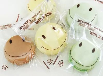 韩版可爱笑脸透明礼品包装袋自粘袋中秋月饼糖果袋7.5*10+3