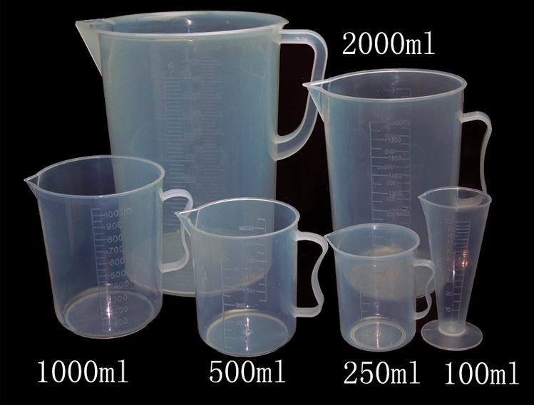 带刻度三角/带手柄塑料量杯25ml50ml100ml250ml 500ml 1000毫升|ru