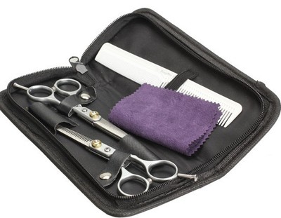 跨境理发剪刀套装平剪刘海剪牙剪打薄剪家庭美发剪刀布剪刀包梳子|ru