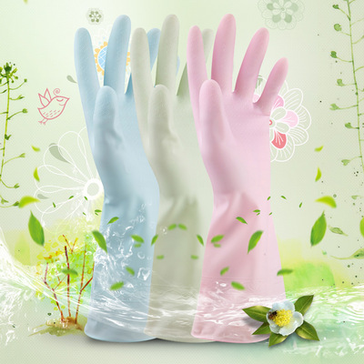 茶树油 洗衣衣服洗碗手套橡胶家务胶皮塑胶手套乳胶家用清洁|ru