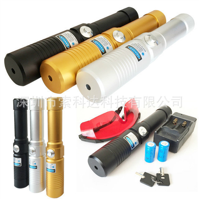 5W大功率蓝光激光手电点火打鸟点烟满天星激