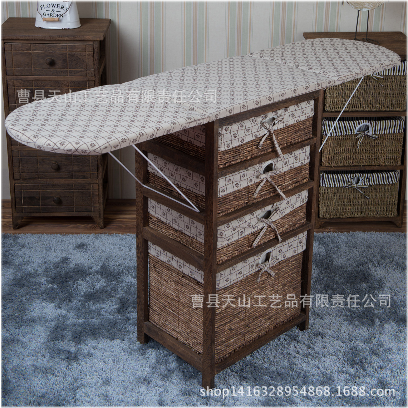 Folding ironning fold household Storage cabinet solid wood Storage Arrangement Storage Ironing board Foreign furniture Promotion