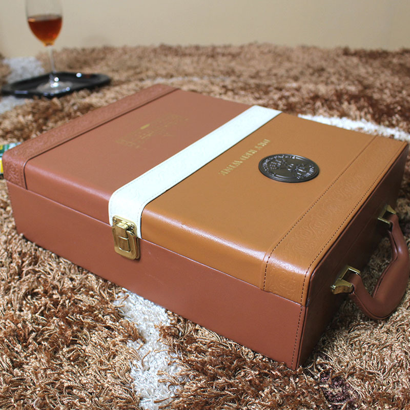 高档双支红酒皮质礼盒包装盒手提节日送礼 可定制