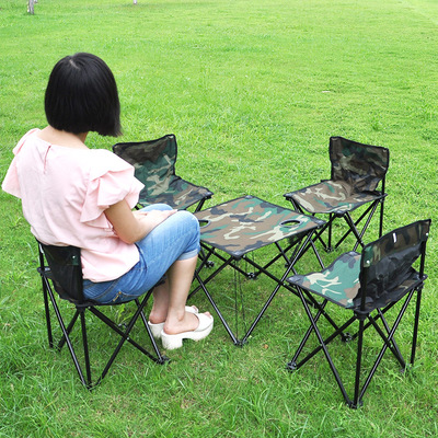 portable camouflage Beach chairs suit Outdoor tables and chairs Five-piece fold leisure time Camping Beach chairs