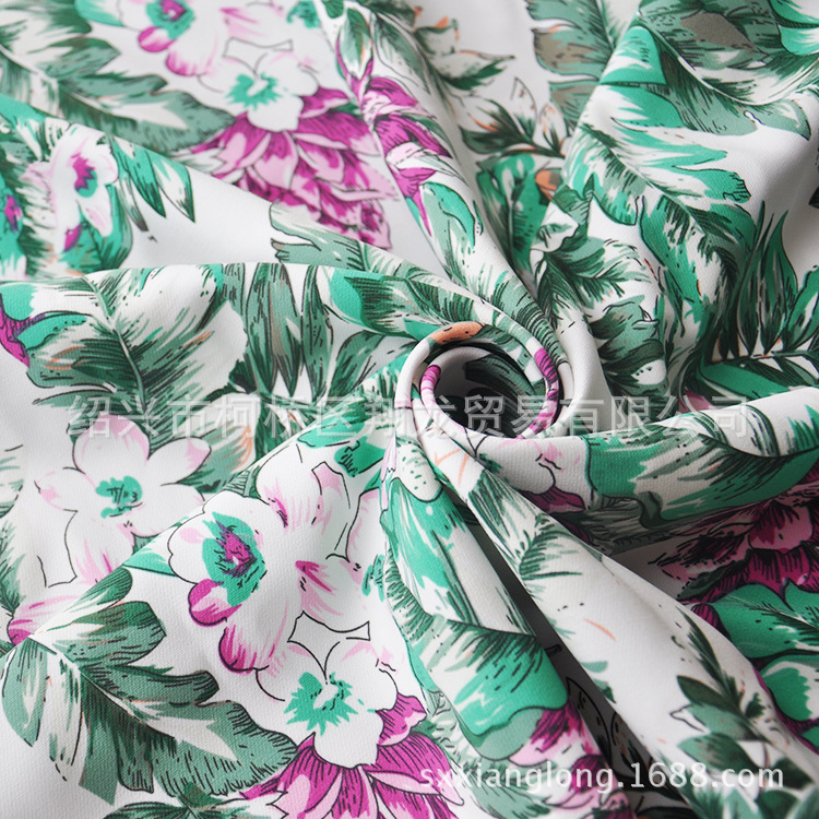 【翔龙印花 XL四面弹-188】 时尚民族淑女芭蕉叶印花