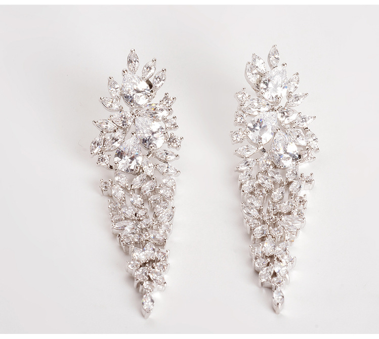 Fashionaaa Zirconia Pear Earrings Luxury Bridal Dinner Earrings Wholesale display picture 5