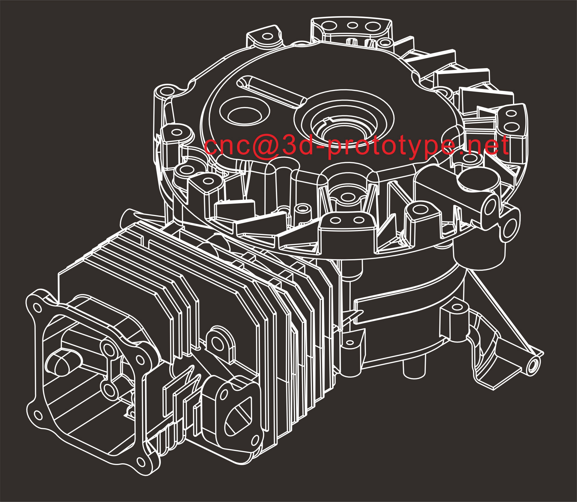 CNC数控加工精密铝合金发动机缸体缸盖缸头手板模型快速成型零件