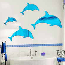 精彩牆飾3D立體亞克力立體鏡面家居牆貼客廳兒童教室可愛裝飾海豚