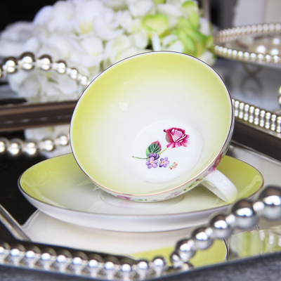 Manufacturers supply Upscale cup European style Bone china mugs Flower cup Afternoon Tea Red cup suit