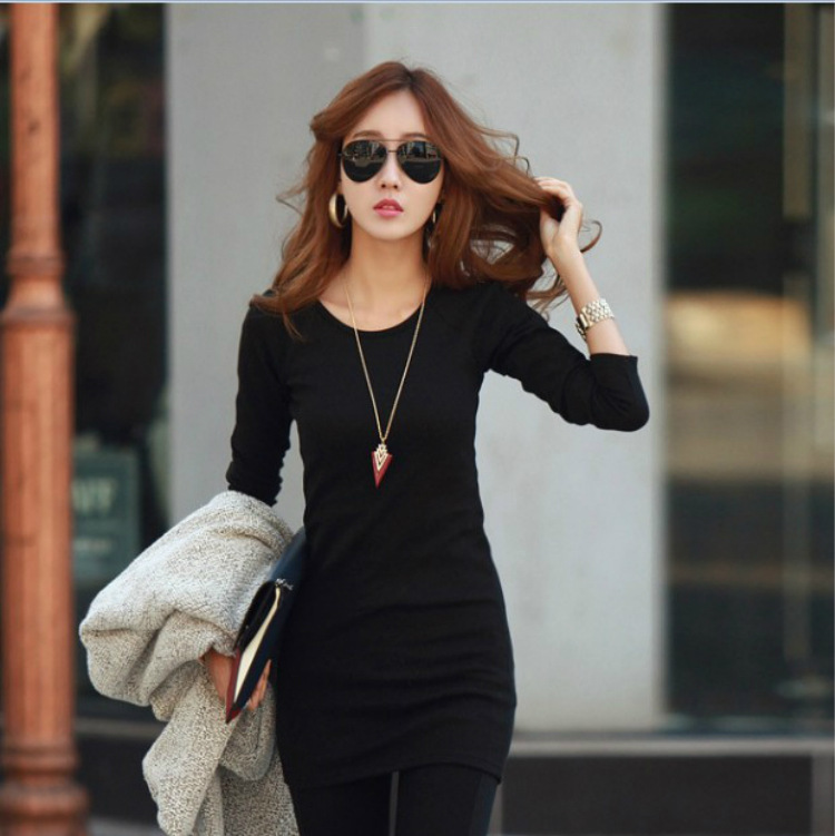 2020 Autumn and Winter New Women's Clothing Korean-style T-shirt Long-sleeved Slim-fit Base Shirt Women's Sexy Sheath Solid Color Dress 2020 Autumn and Winter New Women's Clothing Korean-style T-shirt Long-sleeved Slim-fit Base Shirt Women's Sexy Sheath Solid Color Dress