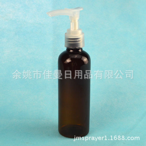 100ml圆肩 棕 乳液瓶 化妆品瓶 鸭嘴泵头瓶 护发液塑料瓶
