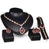 Sophisticated metal set for bride, jewelry, with gem, 4 piece set