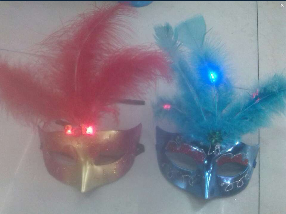 批发发光绒毛面具 金粉公主LEG面具 可爱羽毛面具 化妆舞会面具