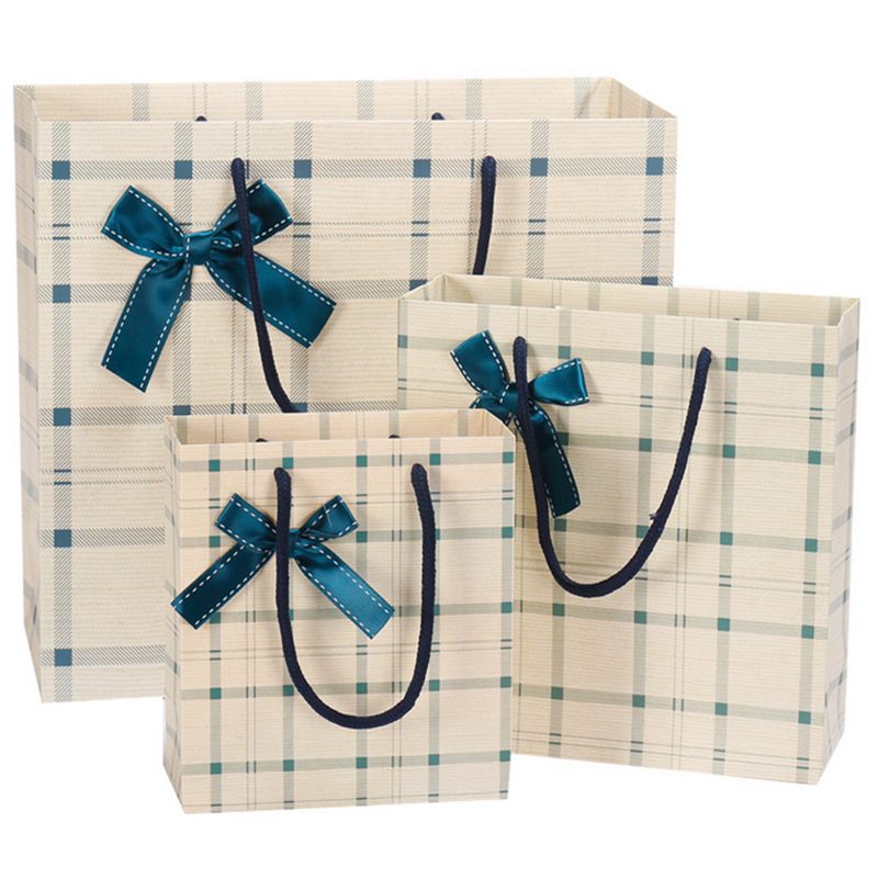 定制韩版礼品袋 简单格子时尚 高档手提纸袋 服装袋送礼袋 多用途