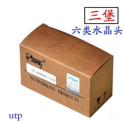 Оригинальная подлинная неэкранированная сетевая кристаллическая головка Sanbao категории 6, гигабитная сетевая кабельная головка, двухсекционная, позолоченная, 100 шт.
