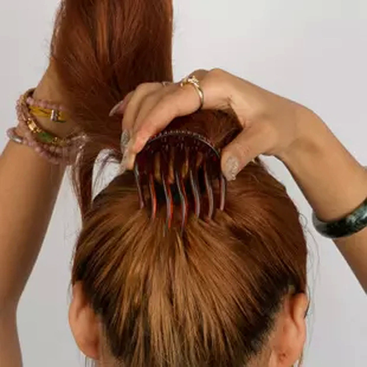 Acrylic hairgrip ponytail comb, Korean style, adds volume, lightweight, black/coffee