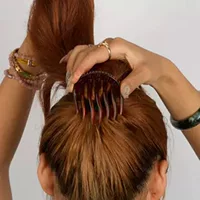 Acrylic hairgrip ponytail comb, Korean style, adds volume, lightweight, black/coffee