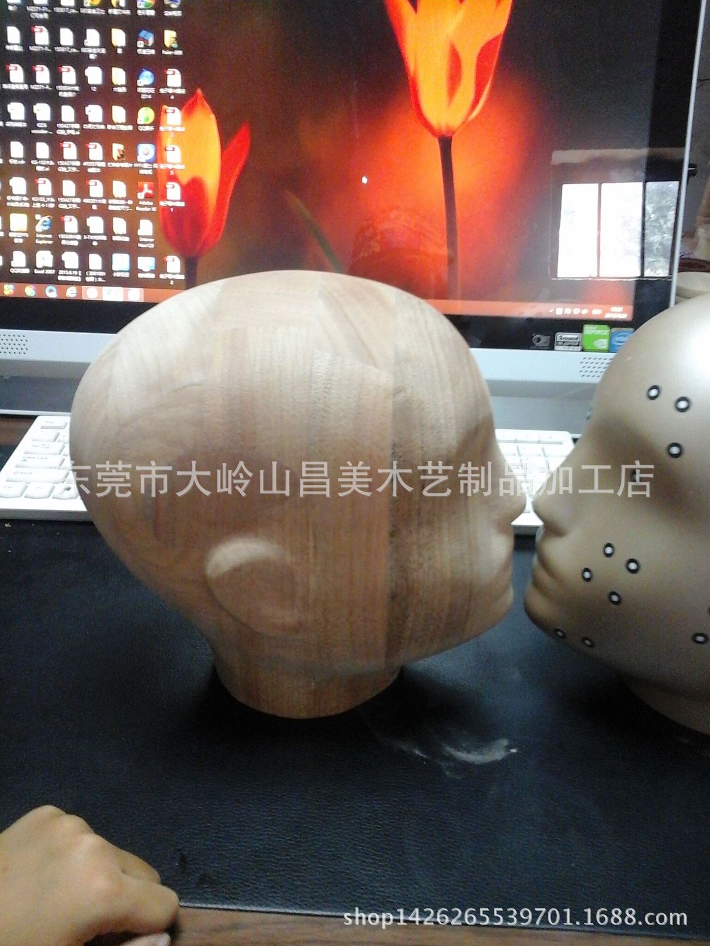 厂家批发模特头模木制头模人头模木色头型仿木纹模特头帽子假发架-阿里巴巴