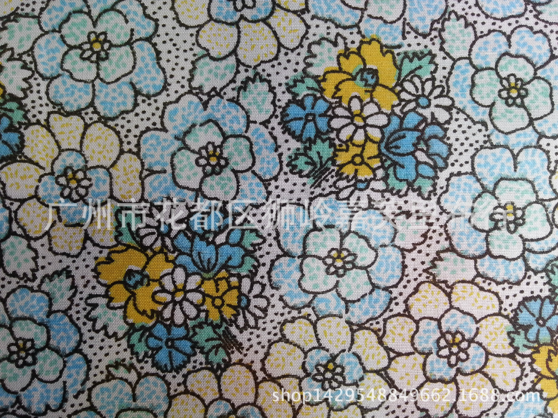 布料批发厂家直销涤棉布料印花布四色兰花箱包里布