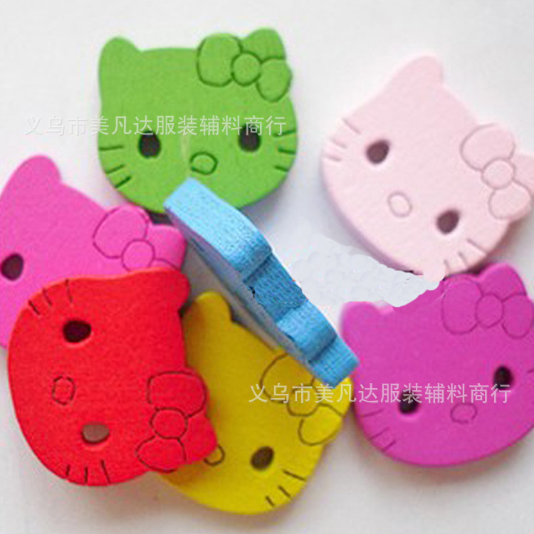 彩色卡通猫头纽扣