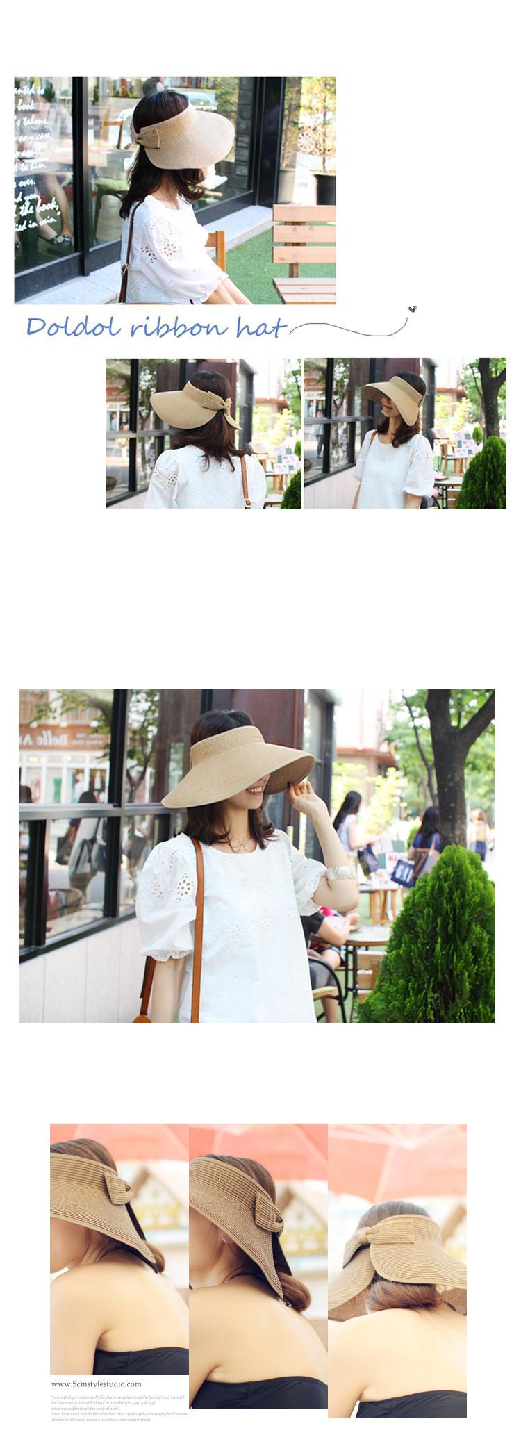 Summer Fashion Sunshade Empty Top Folding Big Brim Straw Hat display picture 1