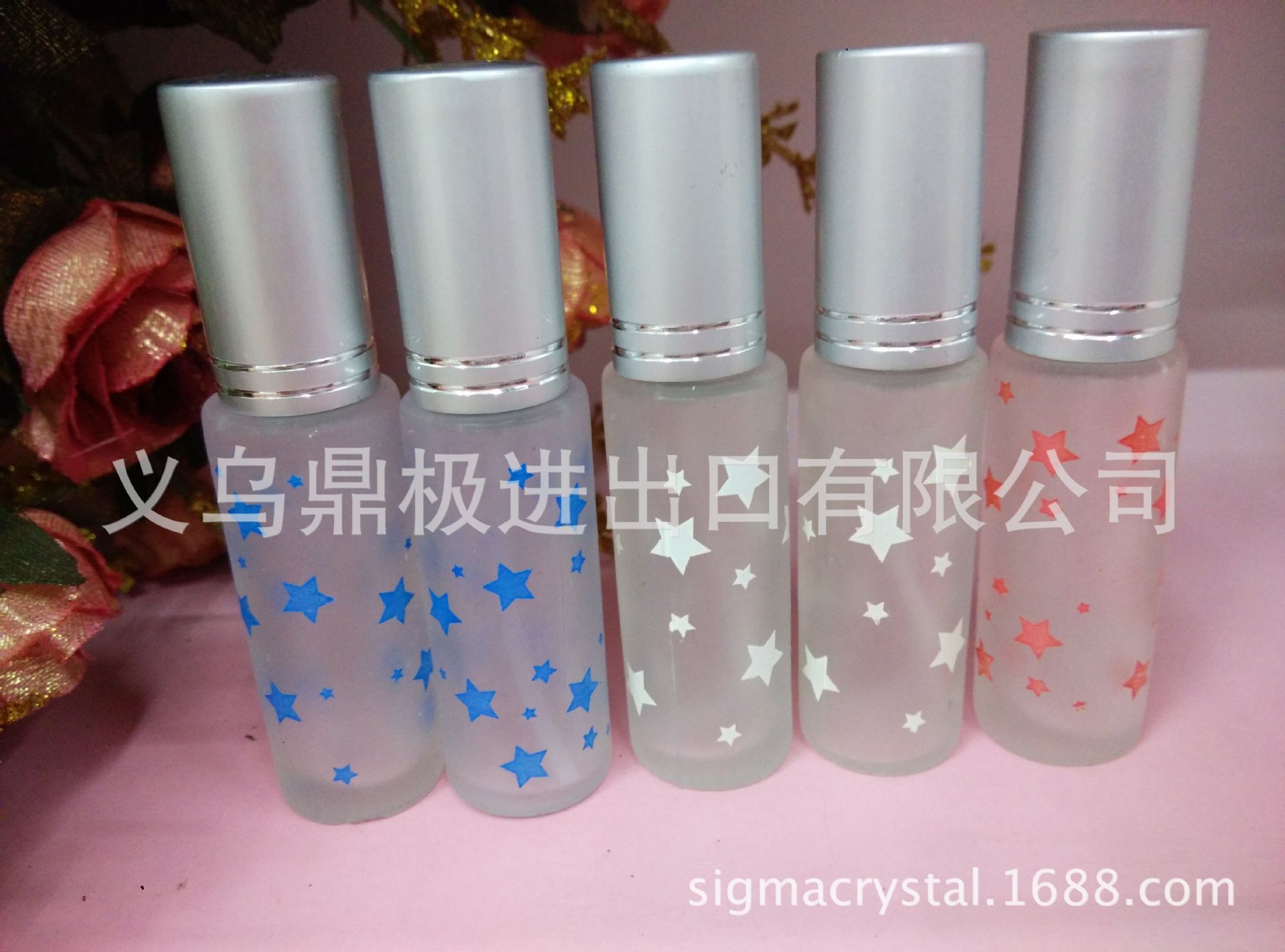 厂家直销HX07-7ML蒙砂彩色星星直圆喷雾玻璃香水瓶现货 喷雾瓶