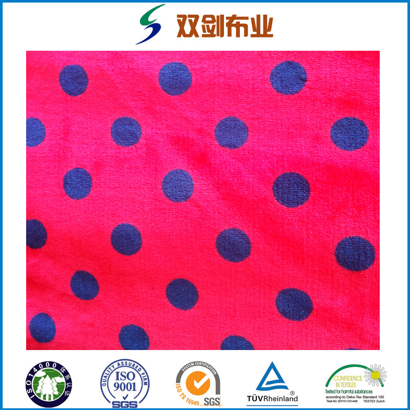 专业供应高档毛毯睡衣面料珊瑚绒印花胶印