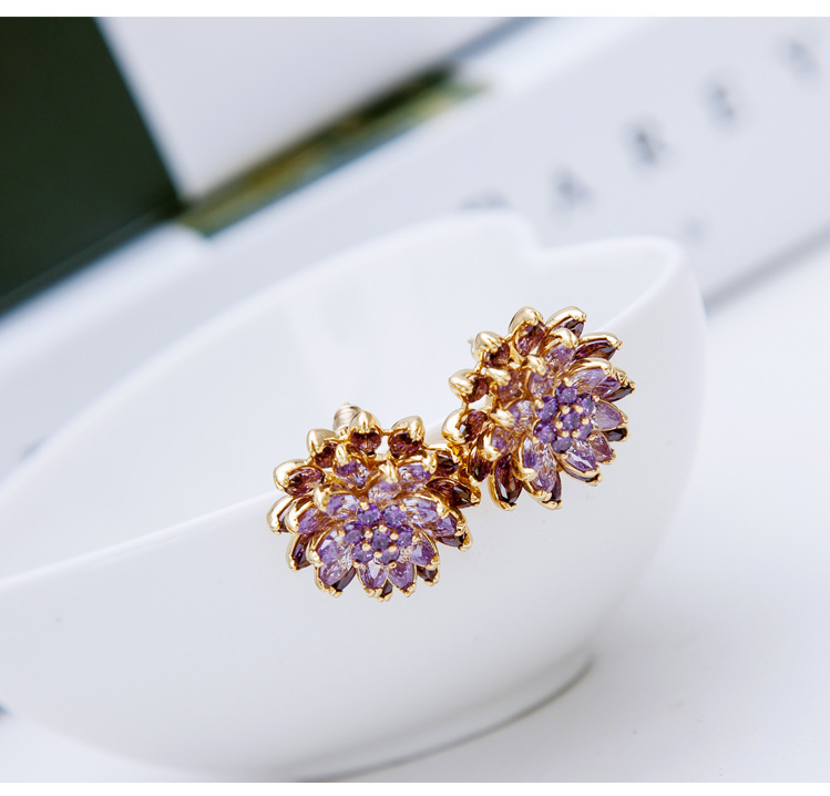 Zircon Flower Earrings Wholesale display picture 7