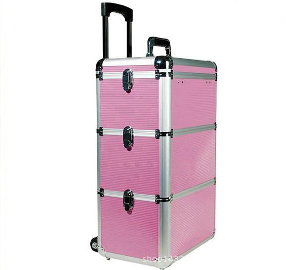 【图案定制】化妆箱 美妆工具箱 大号双开折叠化妆箱 拉杆化妆箱