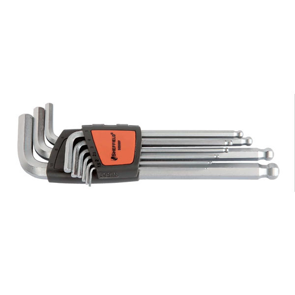 钢盾工具 9件套S2合金钢公制加长球头内六角扳手S050007