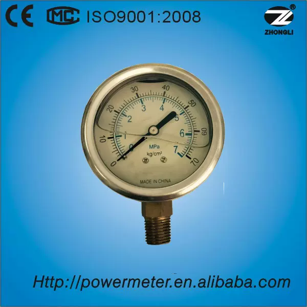 40mm 半钢压力表防爆精度2.5不锈钢表壳滚边款可充油