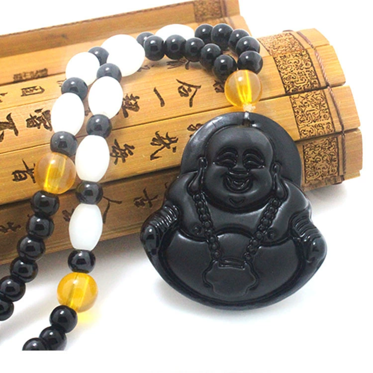 The new versatile sweater chain obsidian one sail and smooth 貔貅 Guan Gong Maitreya Buddha pendant necklace wholesale