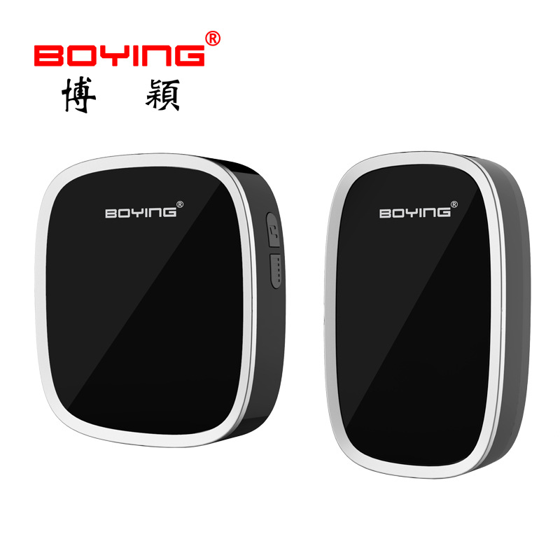 博颖一拖一家用无线门铃交流门铃数码音乐门铃防水门钟可穿墙黑色