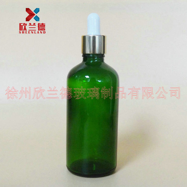 现货热销 100ml绿色精油瓶 绿色玻璃瓶 胶头滴管 盖子内塞