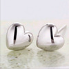Golden jewelry heart shaped, accessory, glossy fashionable earrings, Korean style, pink gold