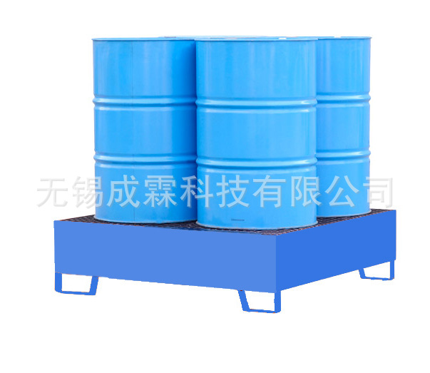 柳州钢制防漏托盘|全钢|四面进叉|定制不同尺寸|1桶2桶3桶4桶6桶