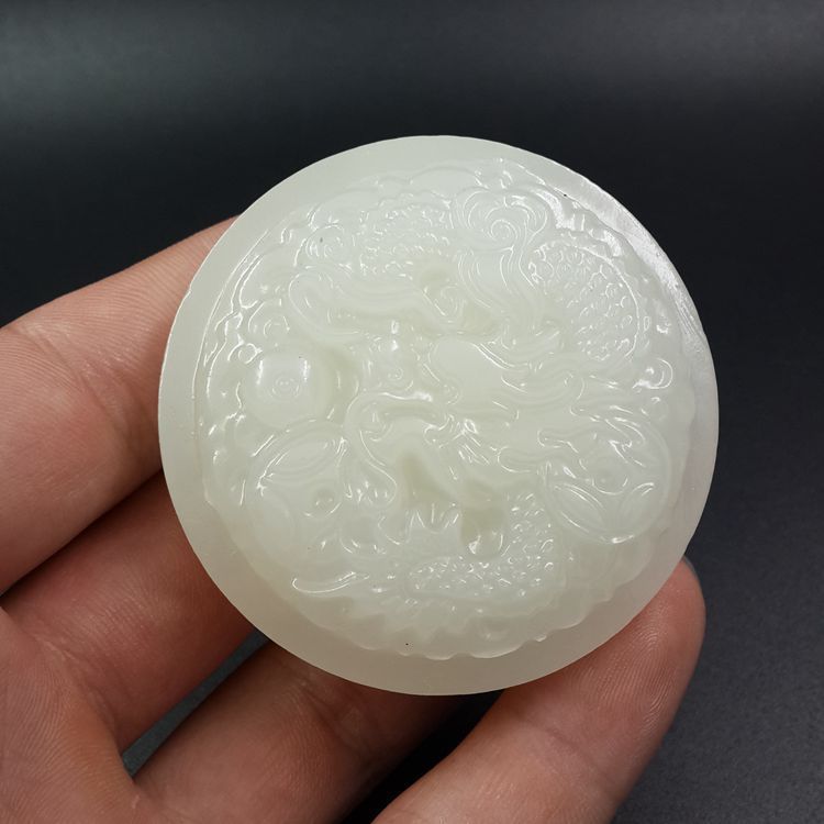 天然玉石白玉腰带扣 龙牌皮带扣 玉扣腰牌 龙霸天下 玄龙得宝方牌