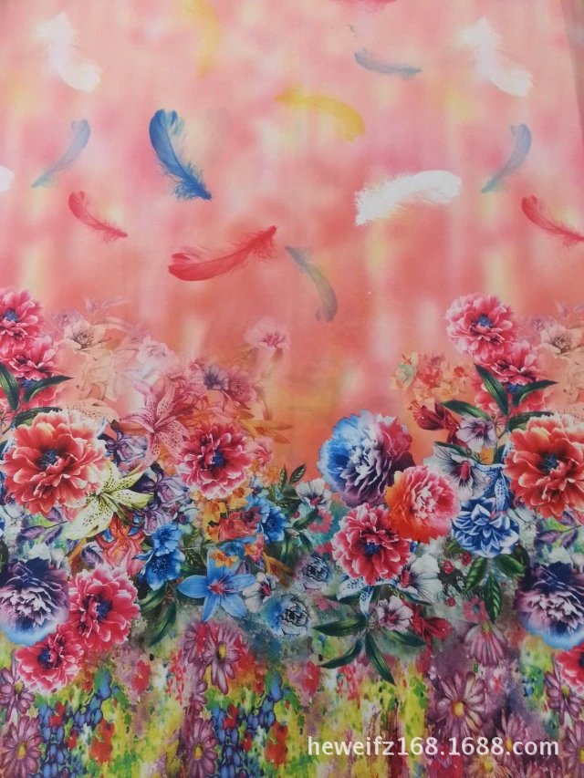 转移印花厂 F8618供应花型加工印花可印雪纺 涤棉 针织等服装面料