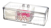 M-8026B长形三孔收纳盒亚克力化妆架,透明桌面化妆品收纳盒首饰盒