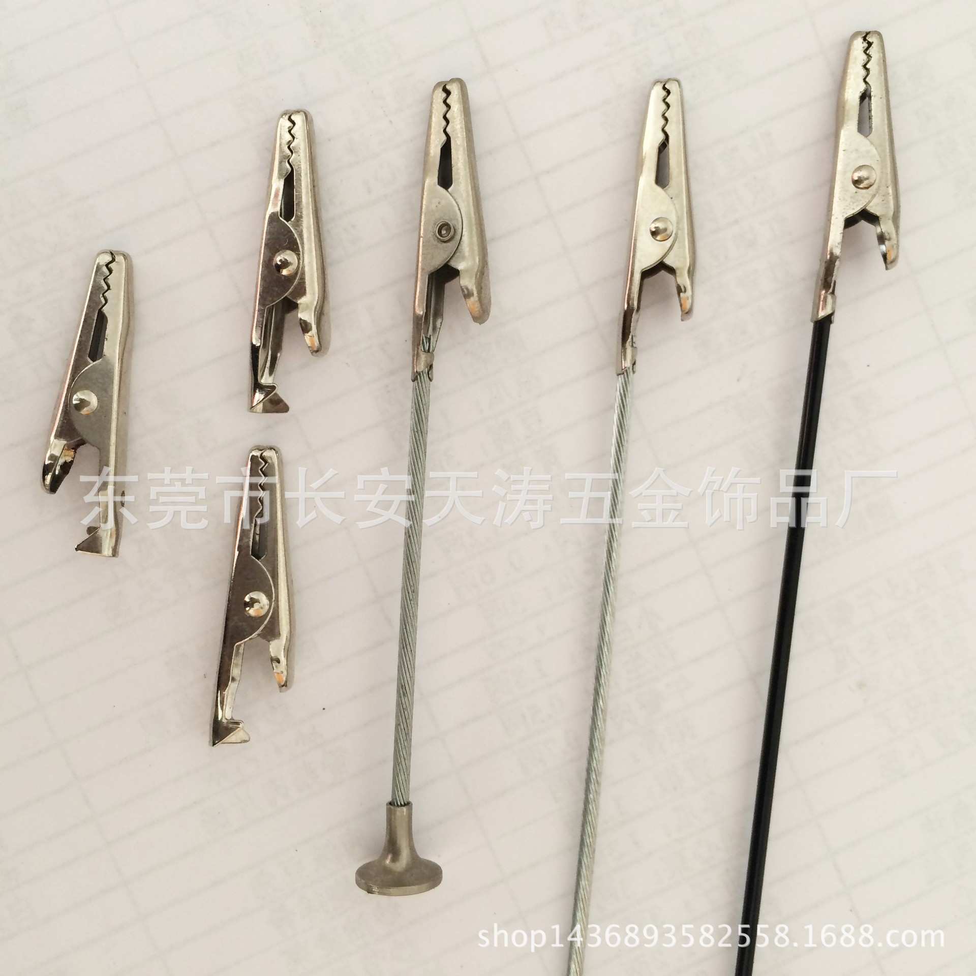 厂家供应多种铁线鳄鱼夹 带钢丝绳鳄鱼夹可 订 做 长度价格再议