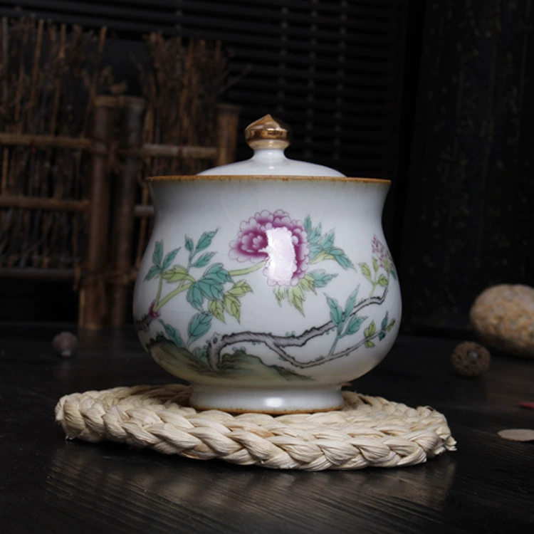 Рисование Jinguan Kiln Tea Tiber Ceramic Ru Kiln Tea Can Open Small Tea Tank Sealing 110g