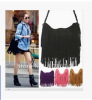 Demi-season fashionable one-shoulder bag with tassels, trend bag strap, Korean style, European style