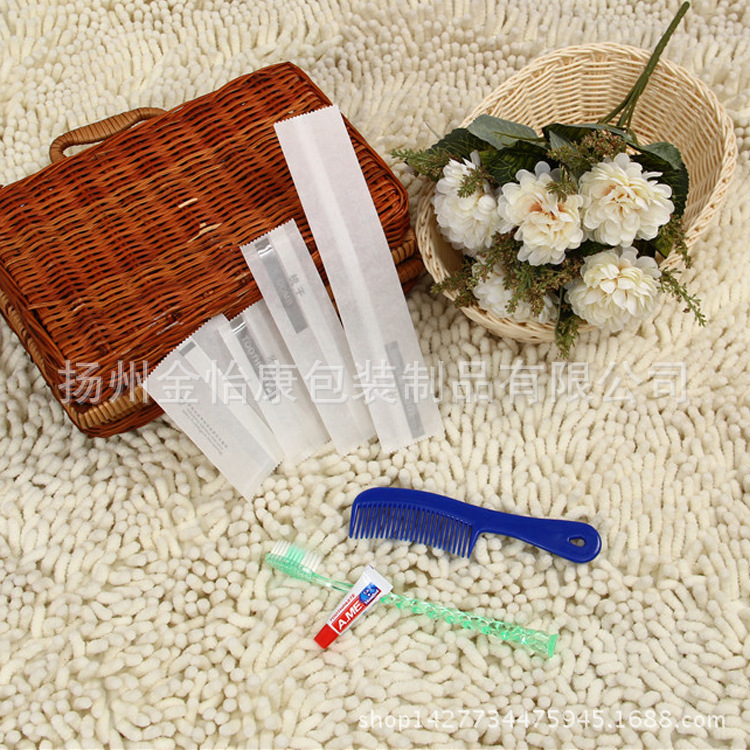 厂家供应酒店宾馆一次性用品蜡纸包装袋牙刷浴帽日用品包装袋