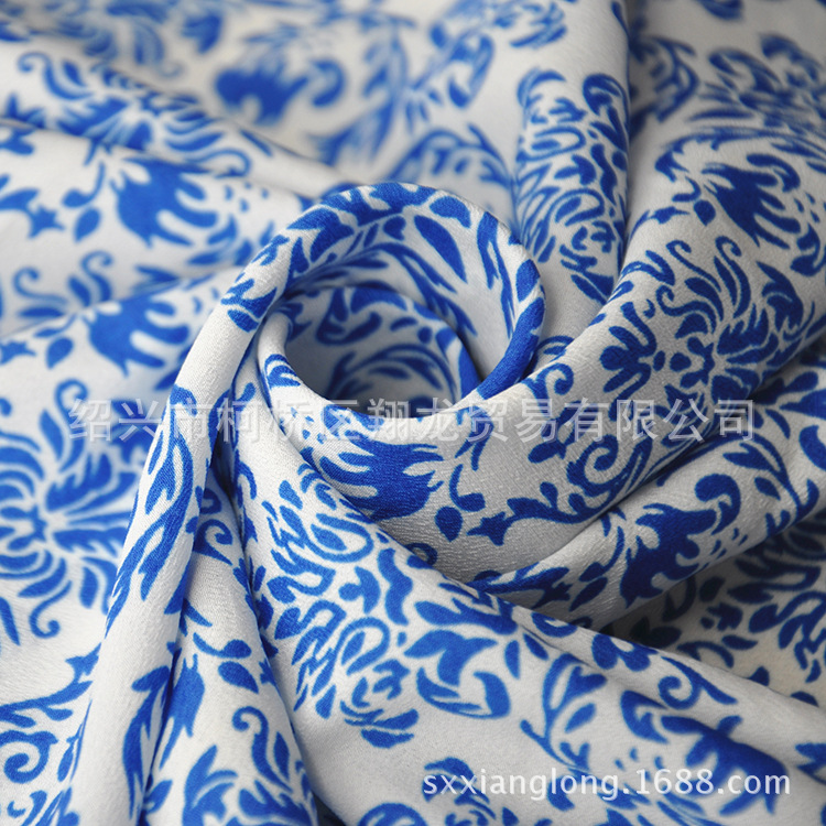 【翔龙印花 XL6861】现货爆款 青花系列经典几何碎花花瑶女装面料