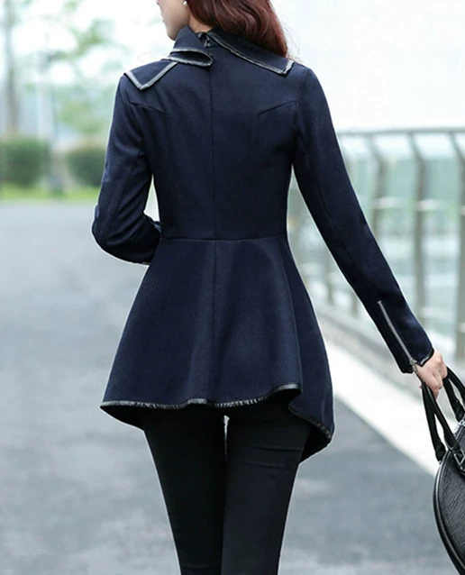 Women's Autumn Long-Sleeve Trench Coat, Woolen Korean Style, Plus Size  S–3XL