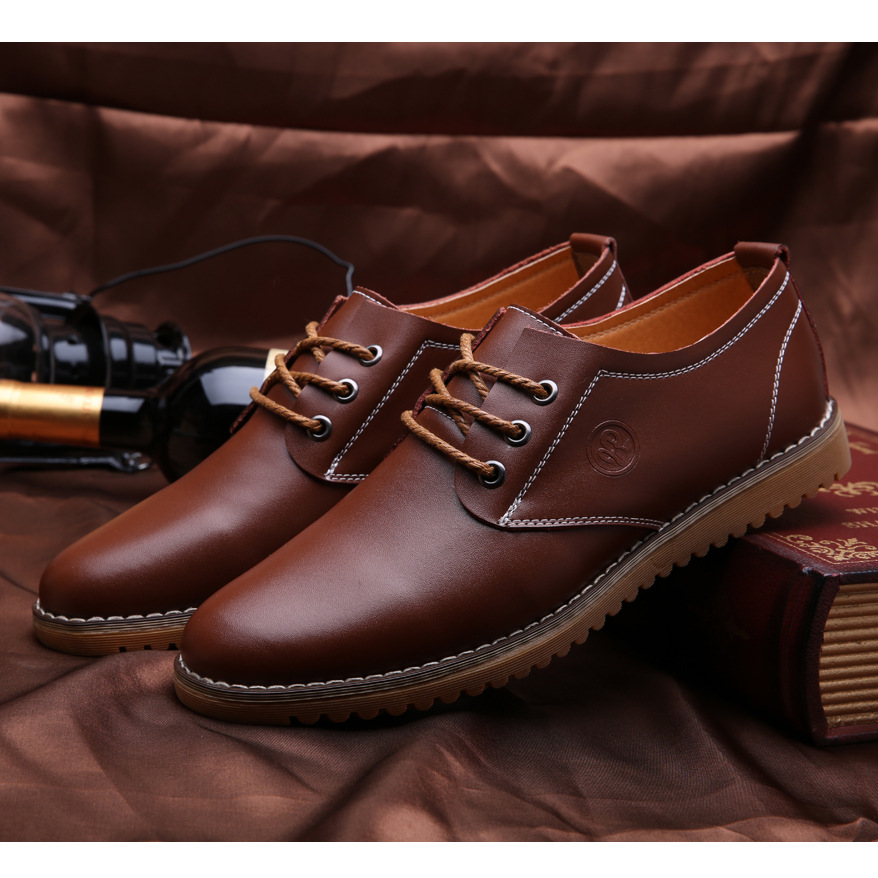 一件代发软皮低帮商务正装男鞋大码牛筋底温州正品男皮鞋45 46码