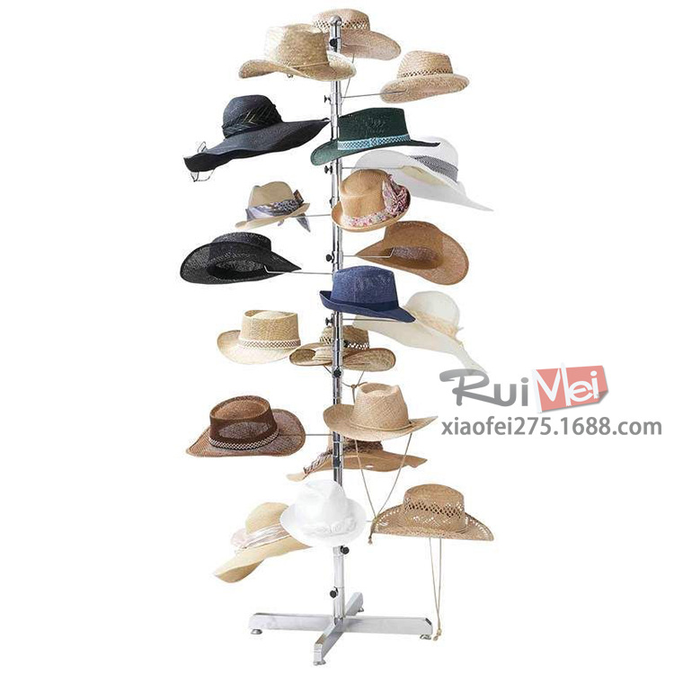 源头工厂金属铁线防锈帽子展示架多层可旋转沙滩帽展示架草帽